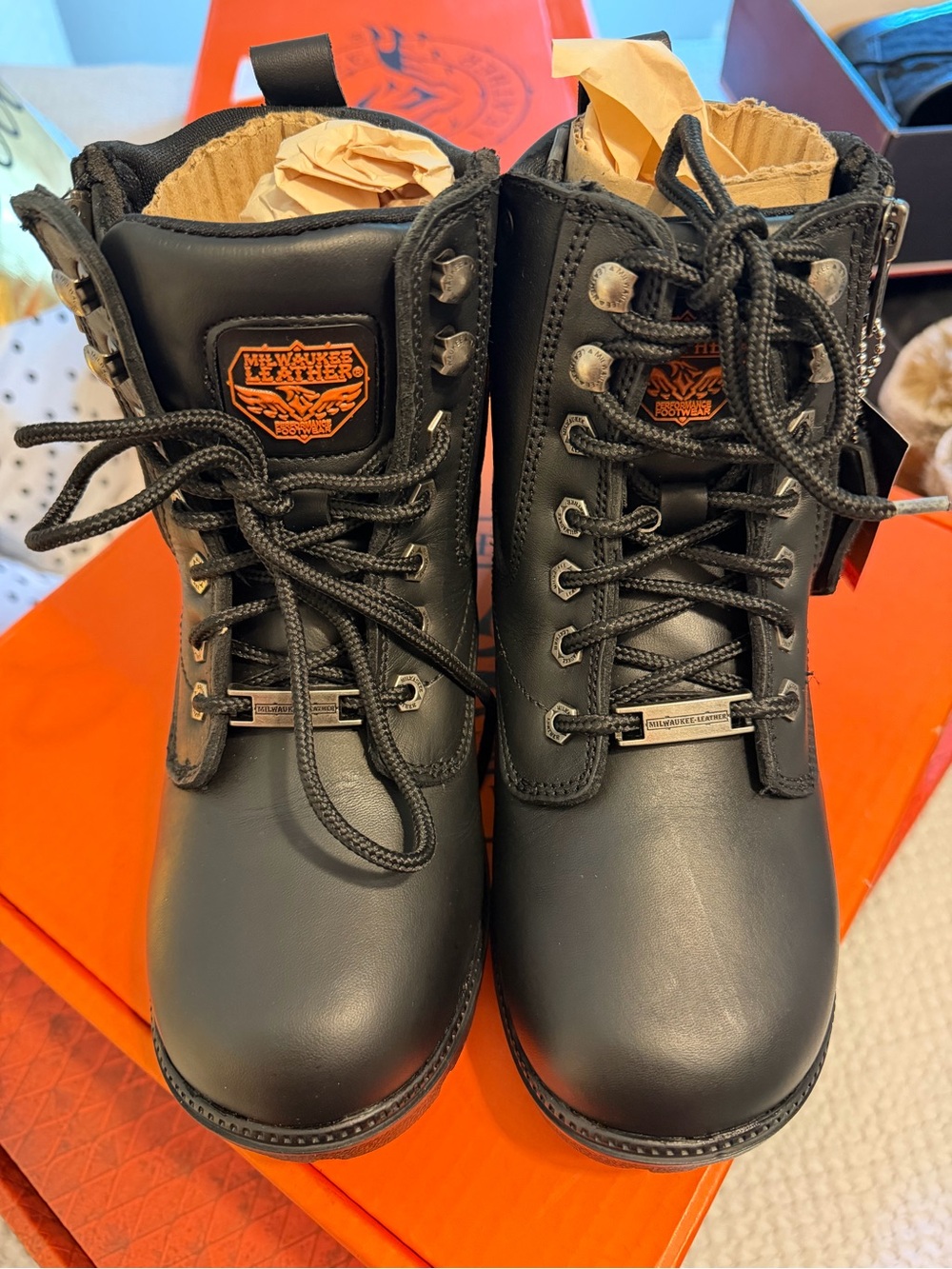 Women’s Milwaukee Black Lace-Up Combat Boots - Picture 2 of 9